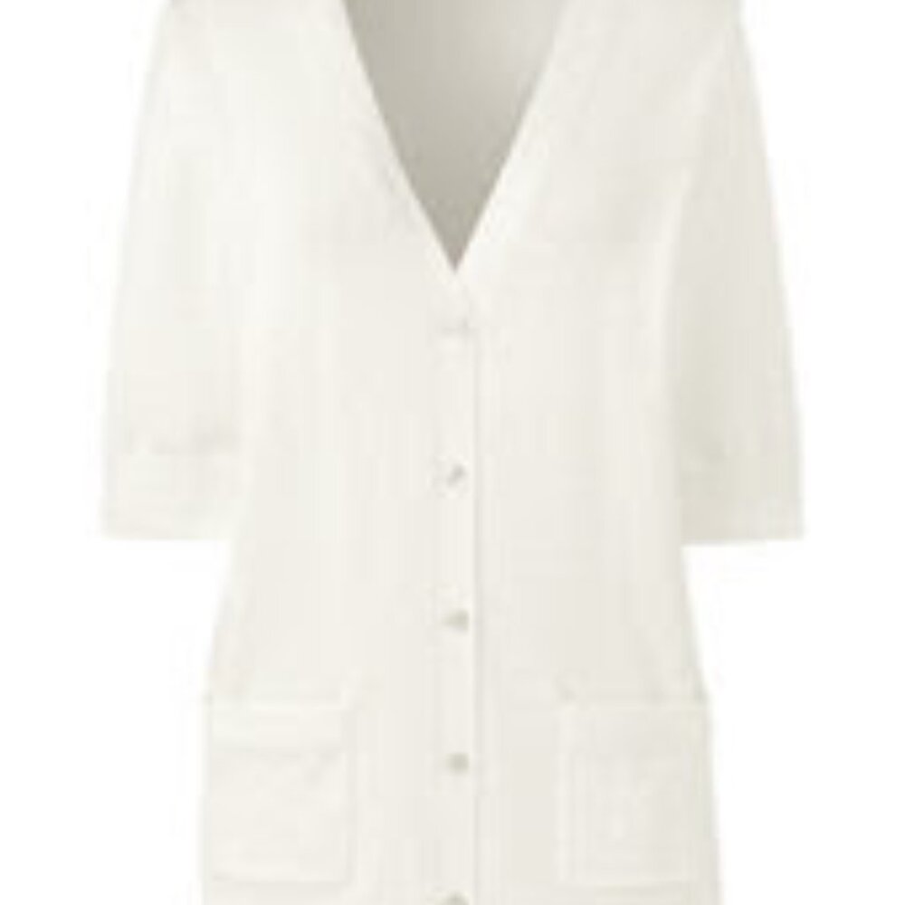 Lands End 1X Women Plus Cotton Modal Half Sleeve Vneck Cardigan in Ivory